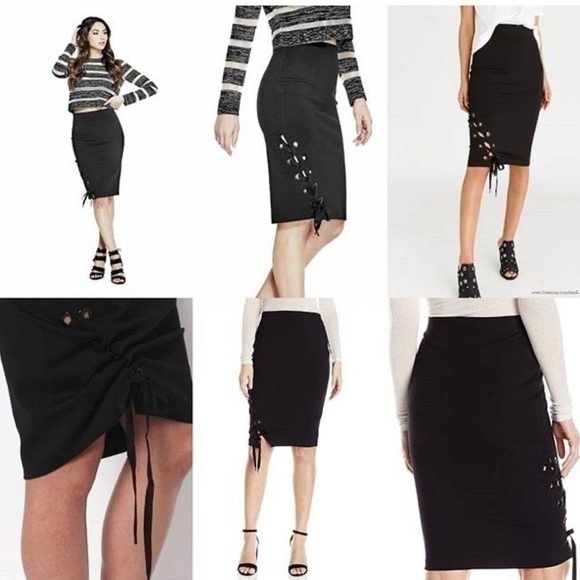 Guess Pia Lace Up Midi Skirt Size Medium - Picture 1 of 10